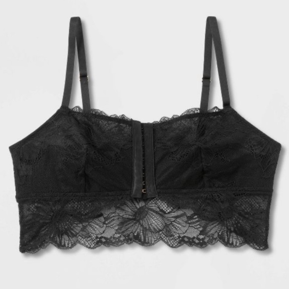 Auden Black Floral Lace Front Closure Bralette